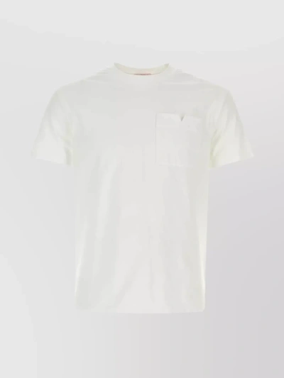 Valentino V-detail Cotton T-shirt In Blanco