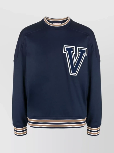Valentino Versatile Drop Shoulder Crewneck Sweater In Blue