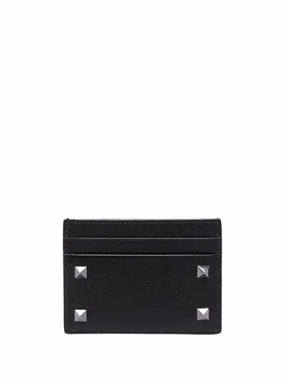 Valentino Garavani Versatile Leather Card Holder For Men In Black