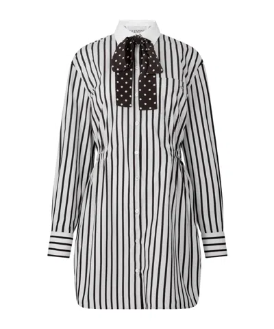 Valentino Vertical Striped Long-sleeve Shirtdress In Multi