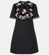 Valentino Floral Sequined Bow-neck Mini Dress In Schwarz