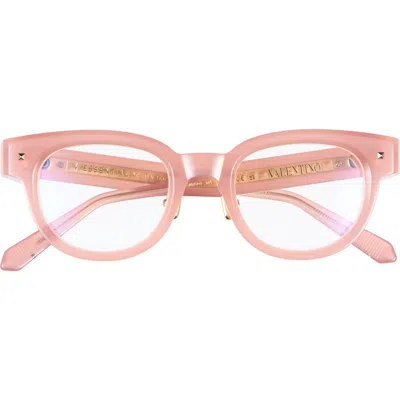 Valentino Garavani Valentino V-essential 48mm Cat Eye Optical Glasses In Pink Pink Transparent