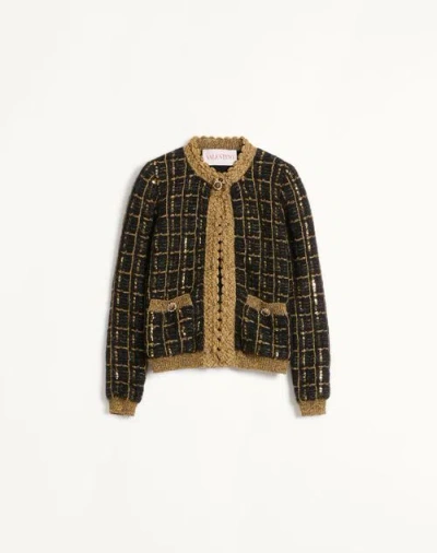 Valentino Sequin-embellished Cardigan In Black