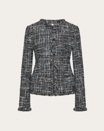 Valentino Veste Tweed Melange Femme Noir 40 In Gray