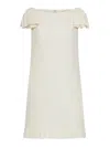Valentino Ruffled Wool And Silk-blend Crepe Mini Dress In White