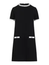 Valentino Tweed Embroidered Mini Dress With Patch Pockets In Black