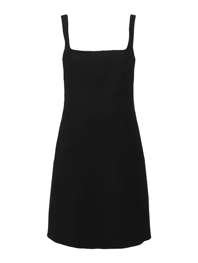 Valentino Wool Short Dress With Straps In Black