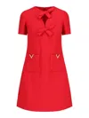 Valentino Fitted Red Dress With Decorative Bows