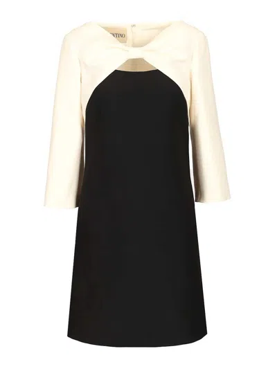 Valentino Mini Cut-out Crepe Dress In Black