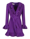 Valentino Purple Wool And Silk Mini Dress In Fucsia