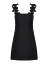 Valentino Crepe Couture Embroidered Minidress In Black