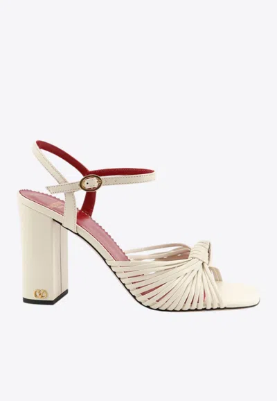 Valentino Garavani Vg Annet 90 Leather Sandals In White