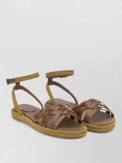 Valentino Garavani Vg Bribri Sandals Braided Detail Flat Sole In Brown