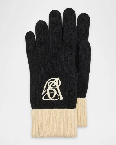 Valentino Garavani Vg Embroidered Knit Gloves