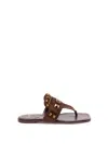 Valentino Garavani Plaster Caster Flip Flops With Gold Accents And Open Toe In Brown