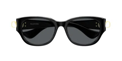 Valentino Vg0039sk Asian Fit 001 Women's Sunglasses  Size 55 In Black