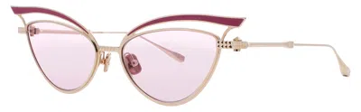 Valentino V-glassliner Sunglasses 55-17-142 Acetate & Metal With Case In 118d - Light Gold/pink / Light Pink