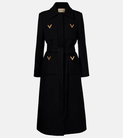 Valentino Logo-detail Single-breasted Coat In Black
