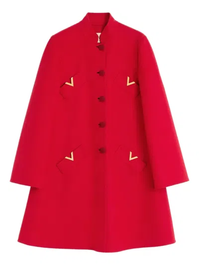 Valentino Vgold Button-up Coat In Red