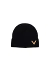 Valentino Vgold Cashmere Beanie In Black