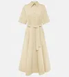 Valentino Cotton-linen V-detail Shirt Dress In Beige