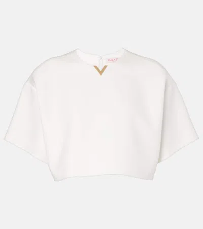 Valentino Vgold Cotton Gabardine Crop Top In Weiss