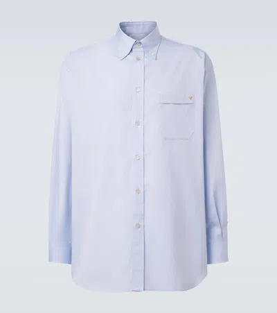 Valentino Long Sleeve Shirt Button Down Collar In Blue