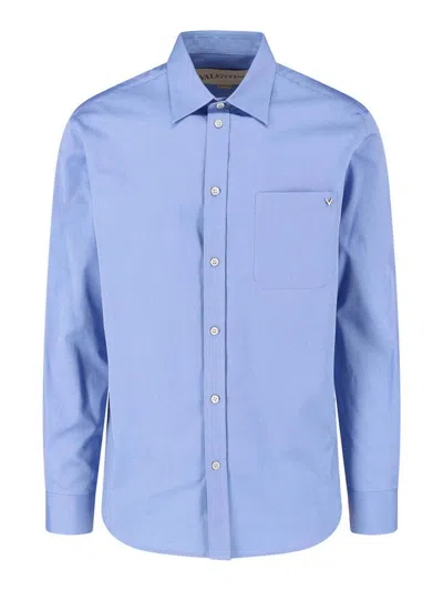 Valentino Vgold Cotton Shirt In Blue