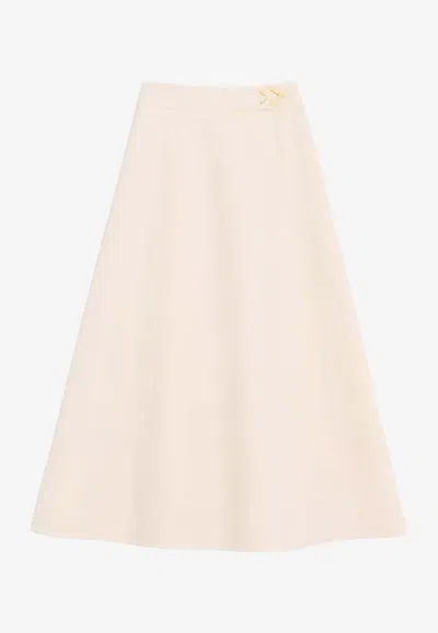 Valentino Vgold Crepe Couture Midi Skirt In White