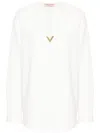 Valentino V Gold Poplin Top In White