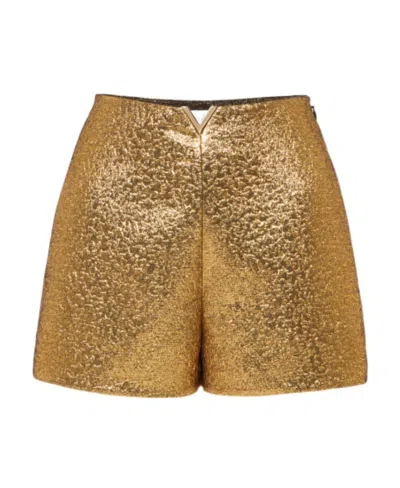 Valentino Vgold Metallic Shorts In Gold