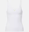 Valentino Vgold Ribbed-knit Jersey Tank Top In White