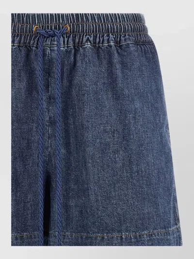 Valentino Vgold Shorts Tassel Detail Back Pockets In Blue