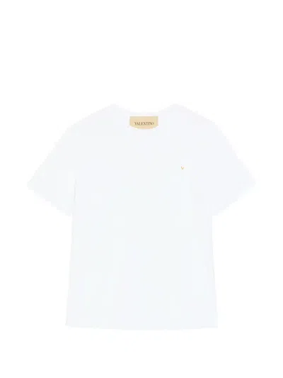 Valentino Jersey T Shirt Crew Neck Chest Pocket In White