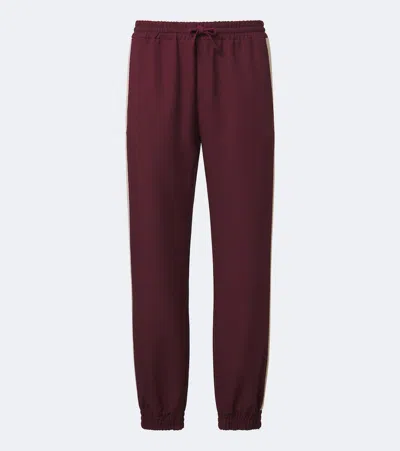 Valentino Vgold Striped Drill Sweatpants In Burgundy