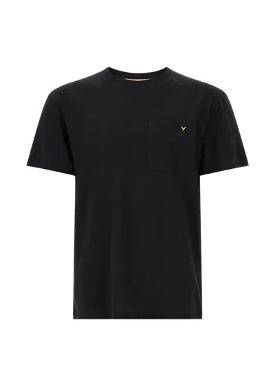 Valentino Slim Fit Vlogo Signature Cotton Pocket T-shirt In Black