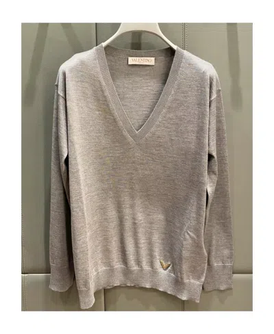 Valentino Vgold V-neck Jumper In Nude