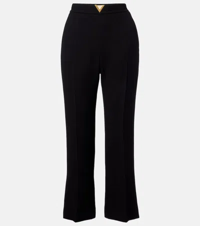 Valentino Vlogo Virgin Wool Crêpe Straight Pants In Black