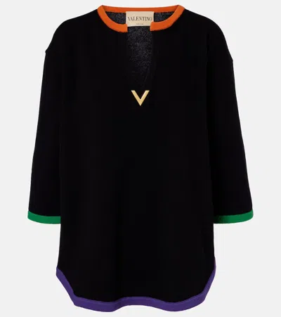 Valentino Vgold Virgin Wool Sweater In Black