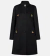 Valentino Embellished Stand Collar Coat With Pocket Detail In Black