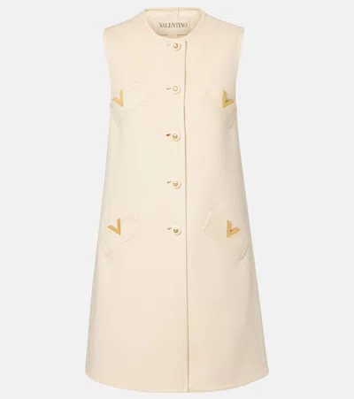 Valentino Vlogo Wool And Cashmere Mini Dress In Neutral