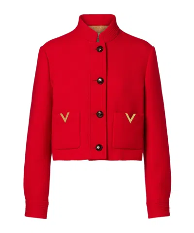 Valentino Vgold Wool And Silk Jacket In Red