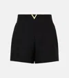 Valentino V Metal Wool & Silk Crepe Mini Shorts In Black