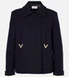 Valentino Logo-plaque Virgin Wool-blend Coat In Blau