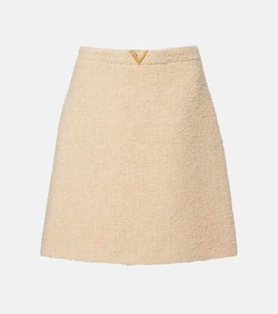 Valentino Vgold Wool-blend Tweed Miniskirt In Neutral