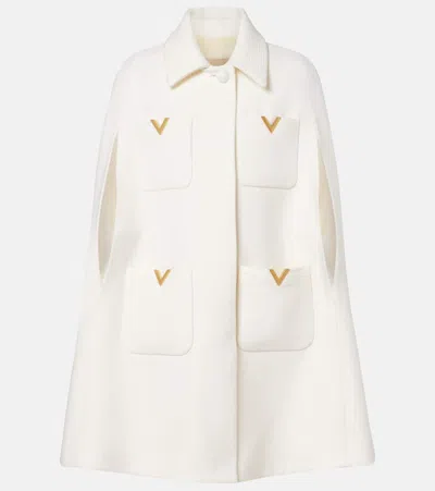 Valentino Vlogo Wool Cape In White