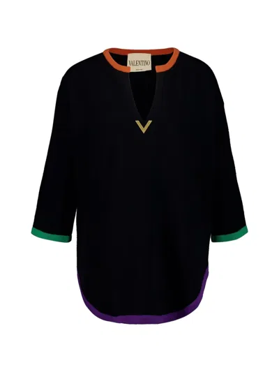 Valentino Vgold Virgin Wool Sweater In Black