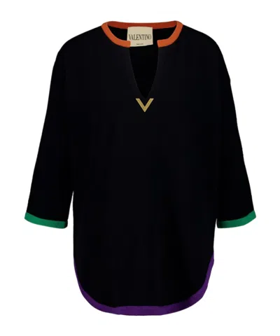 Valentino Vgold Wool Sweater In Black