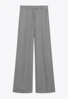 Valentino Vichy-check Wool-blend Pants In Gray