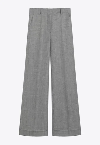 Valentino Vichy-check Wool-blend Pants In Gray